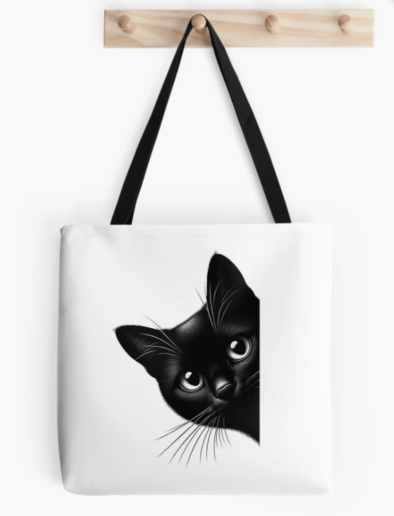 Cat Peeking Around The Corner Tote Bag