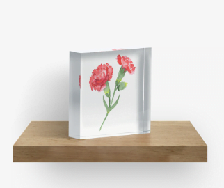 Red Carnation Acrylic Block