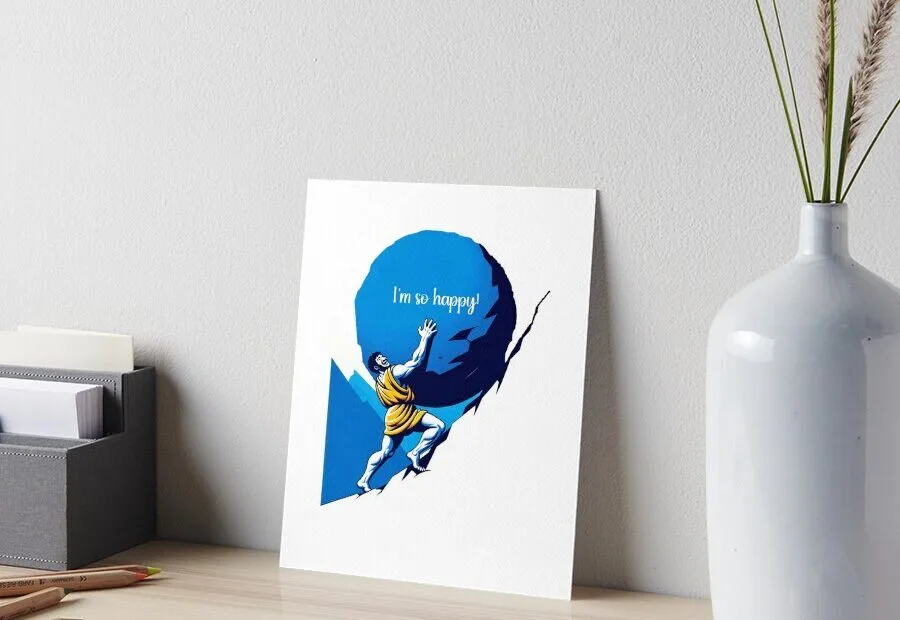 Happy Sisyphus art-board-print