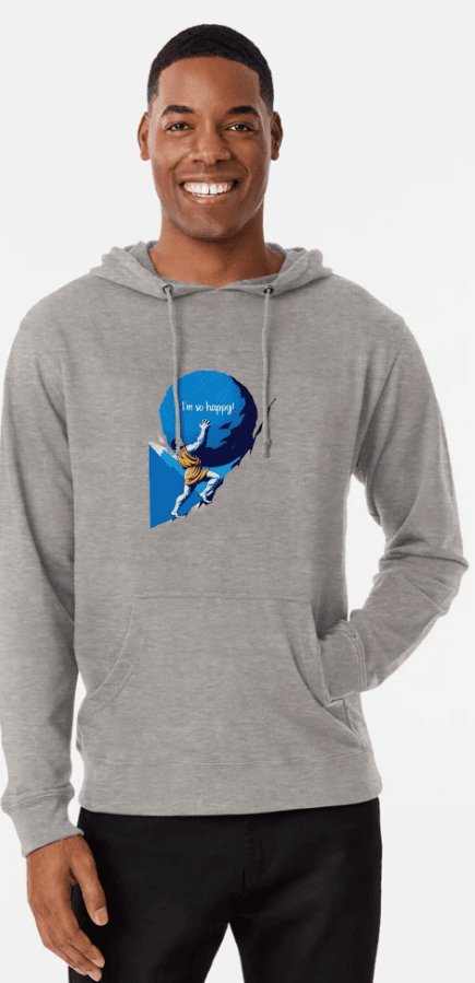 One Must Imagine Sisyphus Happy Lightweight Hoodie